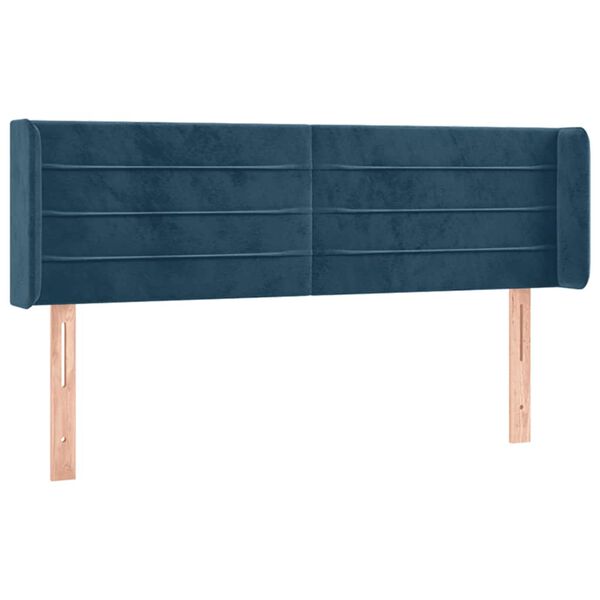 vidaXL Cabeceira de cama c/ abas tecido 147x16x78/88cm azul-escuro