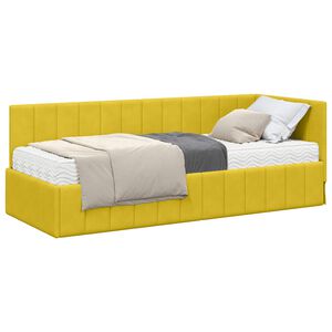 vidaXL Estrutura de Cama de Canto com Colch&atilde;o 2 unid. Amarelo Veludo