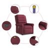 vidaXL Poltrona de massagens reclin. elevat&oacute;ria tecido vermelho tinto