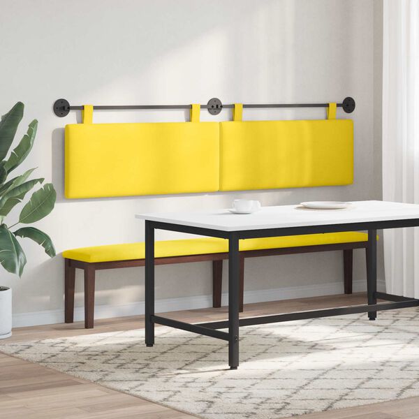 vidaXL Cabeceira Suspensa Liso Amarelo Claro 210 x 55 x 5 cm