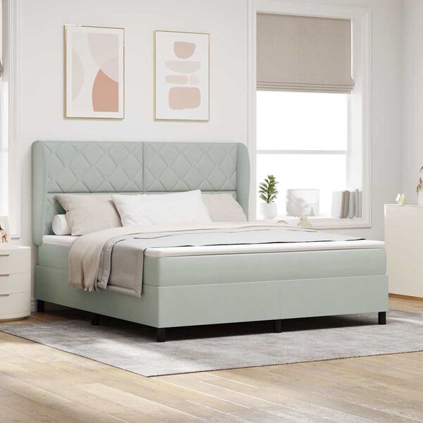 vidaXL Cama Box com colch&atilde;o Cinzento-claro 200 x 180 cm Poli&eacute;ster