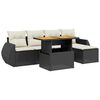 vidaXL 6 pcs conjunto sof&aacute;s de jardim c/ almofad&otilde;es vime PE preto