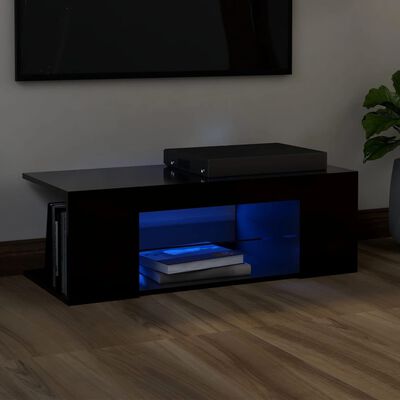 vidaXL Móvel de TV com luzes LED 90x39x30 cm preto