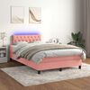 vidaXL Cama box spring c/ colch&atilde;o luzes e LED 120x190 cm veludo rosa