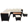 vidaXL 7 pcs conjunto lounge de jardim c/ almofad&otilde;es vime PE preto