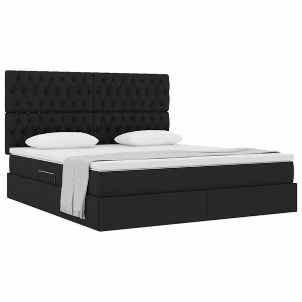 vidaXL Cama com arruma&ccedil;&atilde;o e colch&atilde;o Preto 160 x 200 cm Poli&eacute;ster
