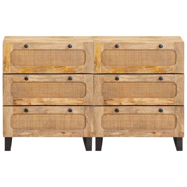 vidaXL Buffet 2 pcs Castanho 60 x 33 x 75 cm Madeira de manga maci&ccedil;a