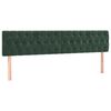 vidaXL Cabeceira de cama c/luzes LED veludo 200x7x78/88cm verde-escuro