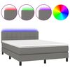 vidaXL Cama box spring c/ colch&atilde;o e LED 140x190 cm tecido cinza-escuro