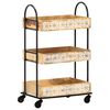 vidaXL Carrinho de cozinha 3 prateleiras 46x30x76 cm mangueira maci&ccedil;a