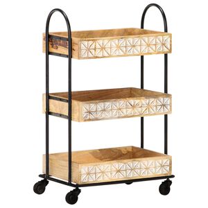 vidaXL Carrinho de cozinha 3 prateleiras 46x30x76 cm mangueira maci&ccedil;a