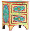 vidaXL Mesa de cabeceira pintada &agrave; m&atilde;o 40x30x50 cm mangueira maci&ccedil;a