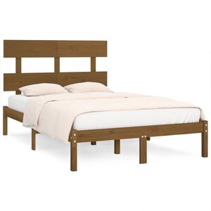 vidaXL Estrutura de cama 200x200 cm madeira maci&ccedil;a castanho mel