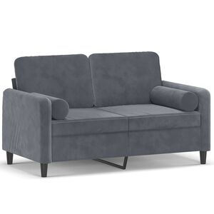 vidaXL Sof&aacute; 2 lug. c/ almofadas decorativas 120 cm veludo cinza-escuro