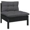 vidaXL 8 pcs conjunto lounge jardim c/ almofad&otilde;es pinho maci&ccedil;o preto