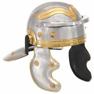 vidaXL Capacete de soldado romano r&eacute;plica LARP a&ccedil;o prateado