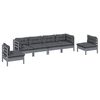 vidaXL 6 pcs conjunto lounge de jardim c/ almofad&otilde;es pinho maci&ccedil;o