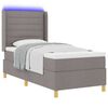 vidaXL Cama Box com fitas LED Cinzento-acastanhado 90 x 190 cm tecido