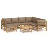 vidaXL 8 pcs conj. lounge jardim bambu almofadões cinzento-acastanhado