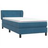 vidaXL Cama com molas/colch&atilde;o 100x220 cm veludo azul-escuro