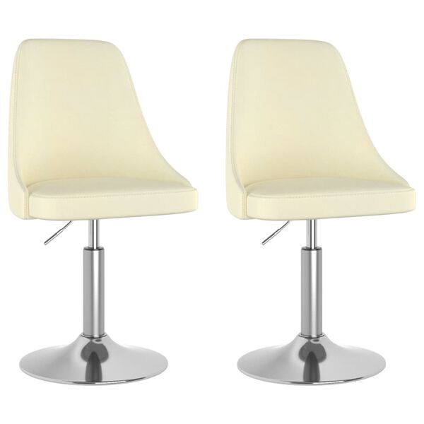 vidaXL Cadeiras de jantar girat&oacute;rias 2 pcs tecido cor creme