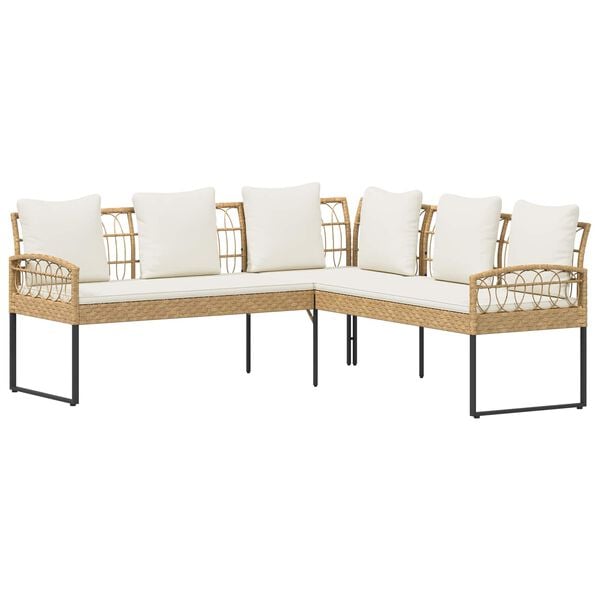 vidaXL Conjunto de Sof&aacute; de Jardim com almofada 2 pcs Natural A&ccedil;o