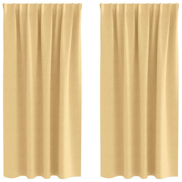 vidaXL Cortinas Blackout com Argolas 2 pcs Bege 175 x 140 cm Poli&eacute;ster