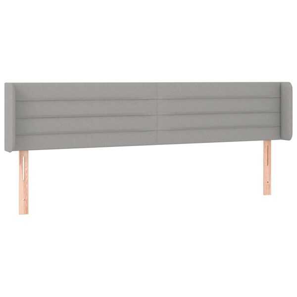 vidaXL Cabeceira de cama c/ abas tecido 183x16x78/88 cm cinzento-claro