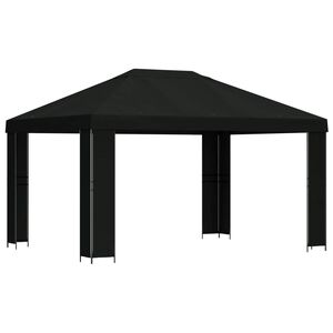 vidaXL Gazebo 4 &times; 3 m Preto Poli&eacute;ster e A&ccedil;o 190 gsm