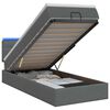 vidaXL Cama Ottoman com Colch&atilde;o e LED Cinzento-Escuro 90 x 200 cm