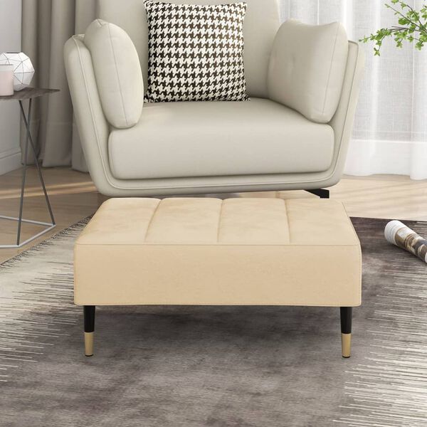 vidaXL Apoio de p&eacute;s 78x56x32 cm veludo cor creme