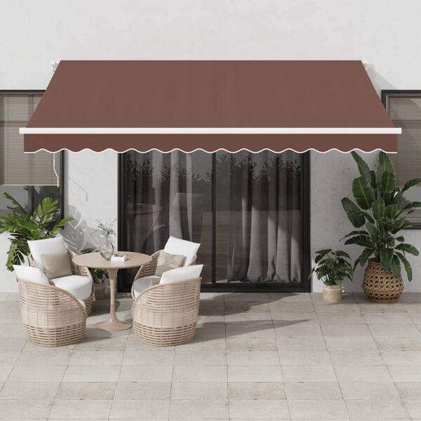 vidaXL Toldo retr&aacute;til manual 400x350 cm castanho