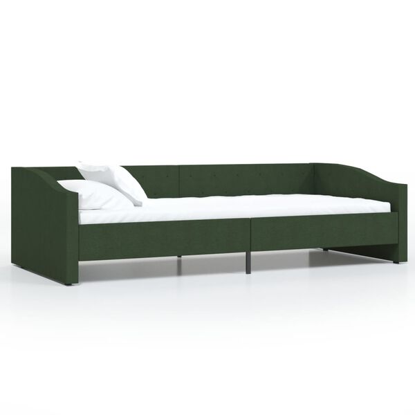 vidaXL Sof&aacute;-cama c/ sa&iacute;da USB 90x200 cm tecido verde-escuro
