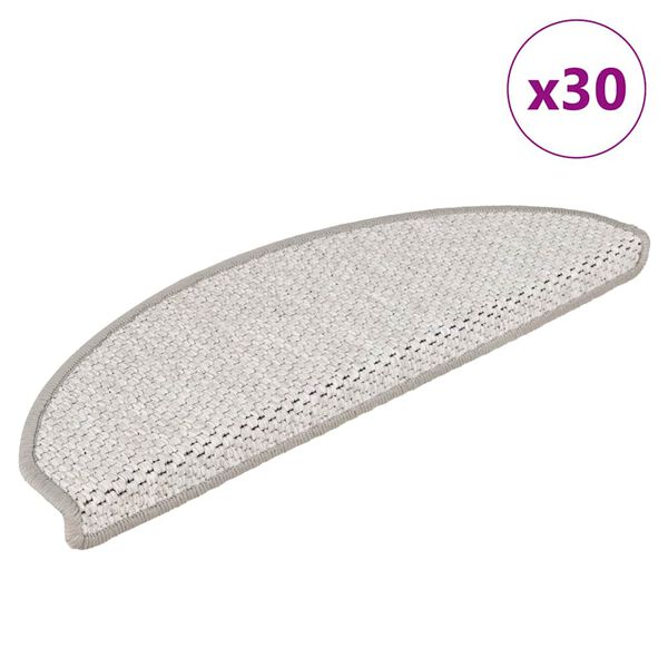 vidaXL Tapetes escada adesivos aspeto sisal 30 pcs 65x21x4cm platina