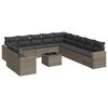 vidaXL 12 pcs conjunto de sof&aacute;s jardim c/ almofad&otilde;es vime PE cinzento