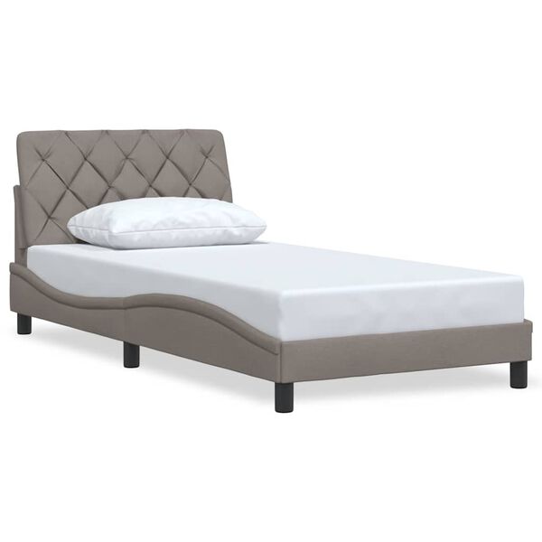 vidaXL Estrutura cama sem colch&atilde;o 100x200 cm tecido cinza-acastanhado