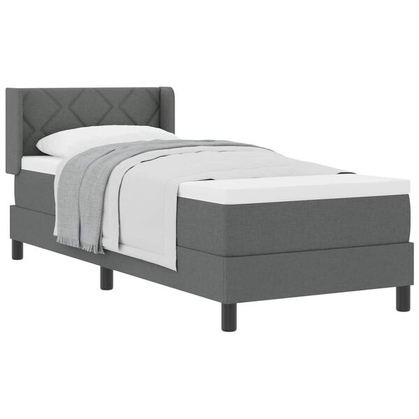 vidaXL Cama Box com colch&atilde;o Cinza Escuro 200 x 80 cm Poli&eacute;ster