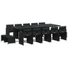vidaXL 15 pcs conjunto de jantar p/jardim com almofad&otilde;es vime PE preto