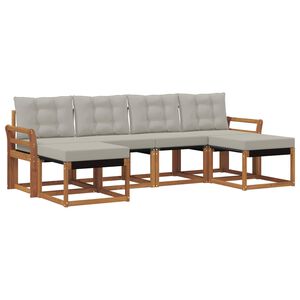 vidaXL Conjunto de Sof&aacute;s para Exterior 6 pcs Cinza Natural e Claro