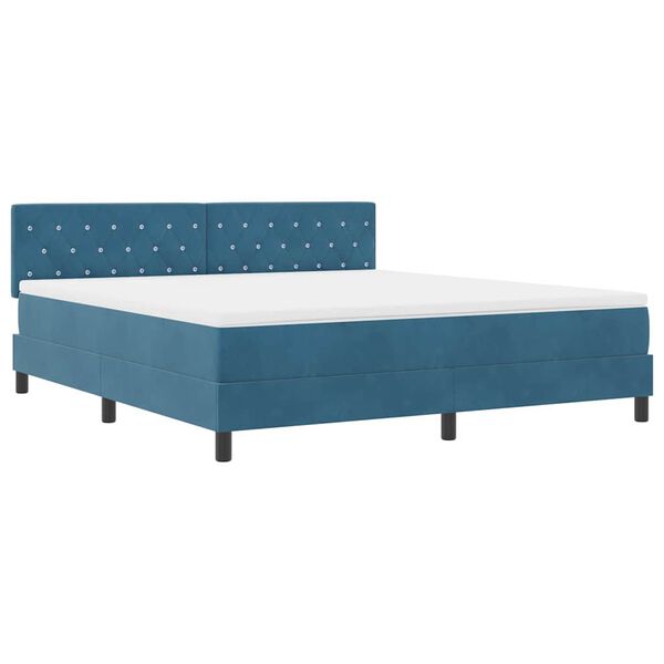 vidaXL Cama Box com colch&atilde;o Azul Escuro 180 x 200 cm Veludo