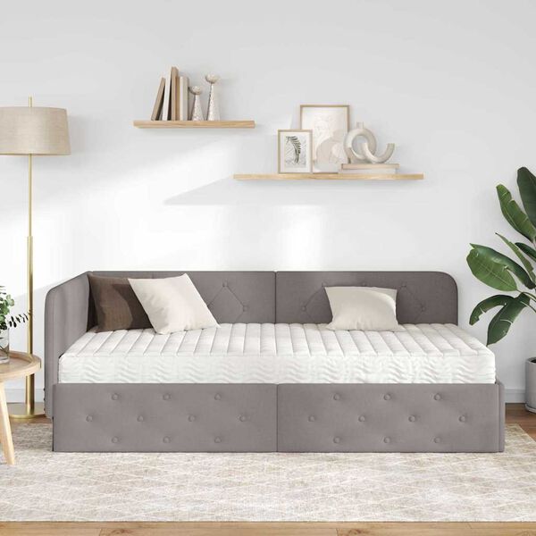 vidaXL Estrutura de Cama de Canto Cinzento-acastanhado 90 x 200 cm