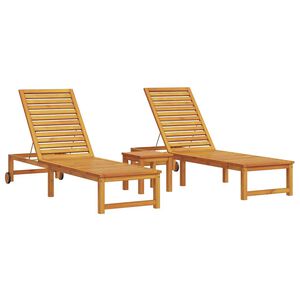 vidaXL Espregui&ccedil;adeira 3 pcs Castanho Madeira S&oacute;lida de Ac&aacute;cia