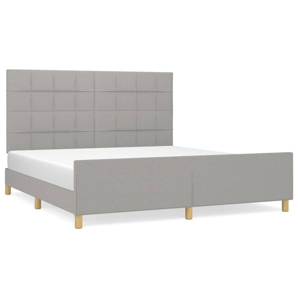vidaXL Estrutura de cama sem colch&atilde;o 160x200 cm tecido cinzento-claro