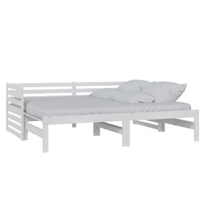 vidaXL Estrutura sof&aacute;-cama de puxar 2x(90x200) cm pinho maci&ccedil;o branco