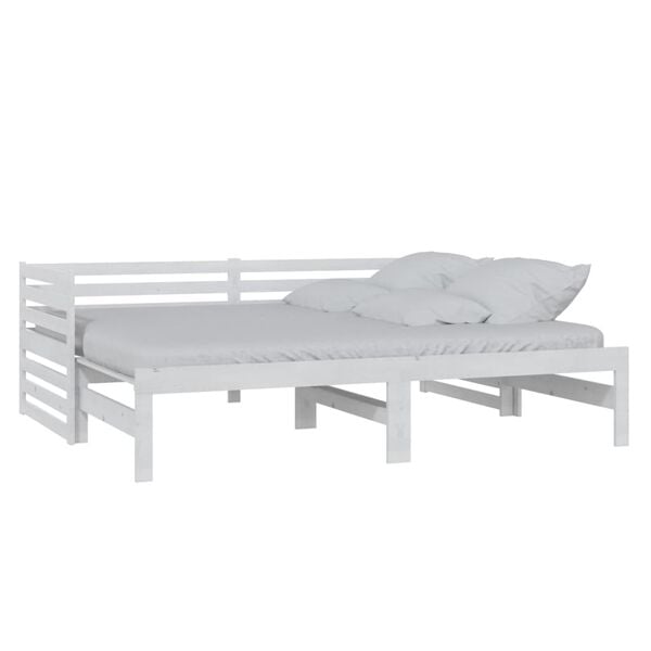 vidaXL Estrutura sofá-cama de puxar 2x(90x200) cm pinho maciço branco
