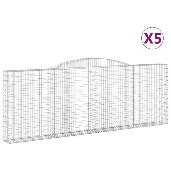 vidaXL Cestos gabião arqueados 5pcs 400x30x140/160cm ferro galvanizado
