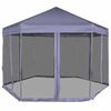 vidaXL Tenda festas pop-up hexagonal 6 paredes 3,6x3,1m azul escuro