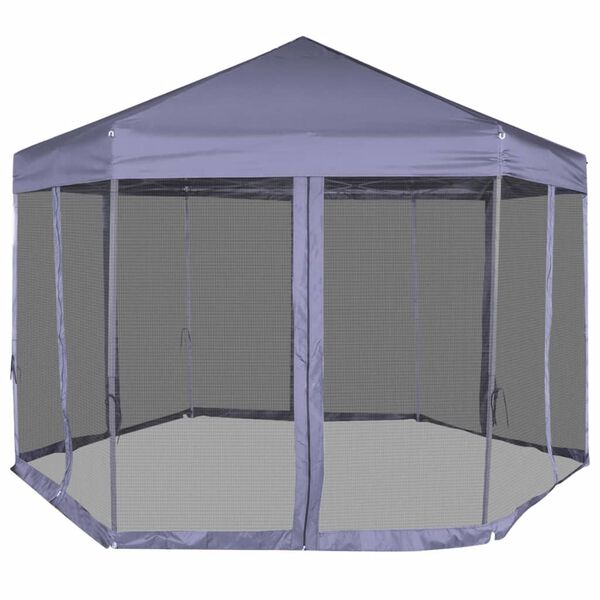 vidaXL Tenda festas pop-up hexagonal 6 paredes 3,6x3,1m azul escuro
