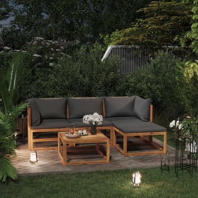 vidaXL 5 pcs conjunto lounge de jardim com almofadões acácia maciça