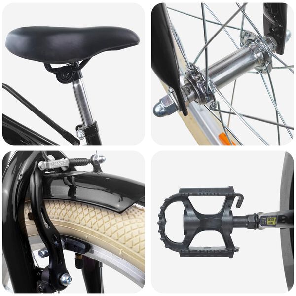 vidaXL Bicicleta Infantil 24 Polegadas para 8-12 anos Preto